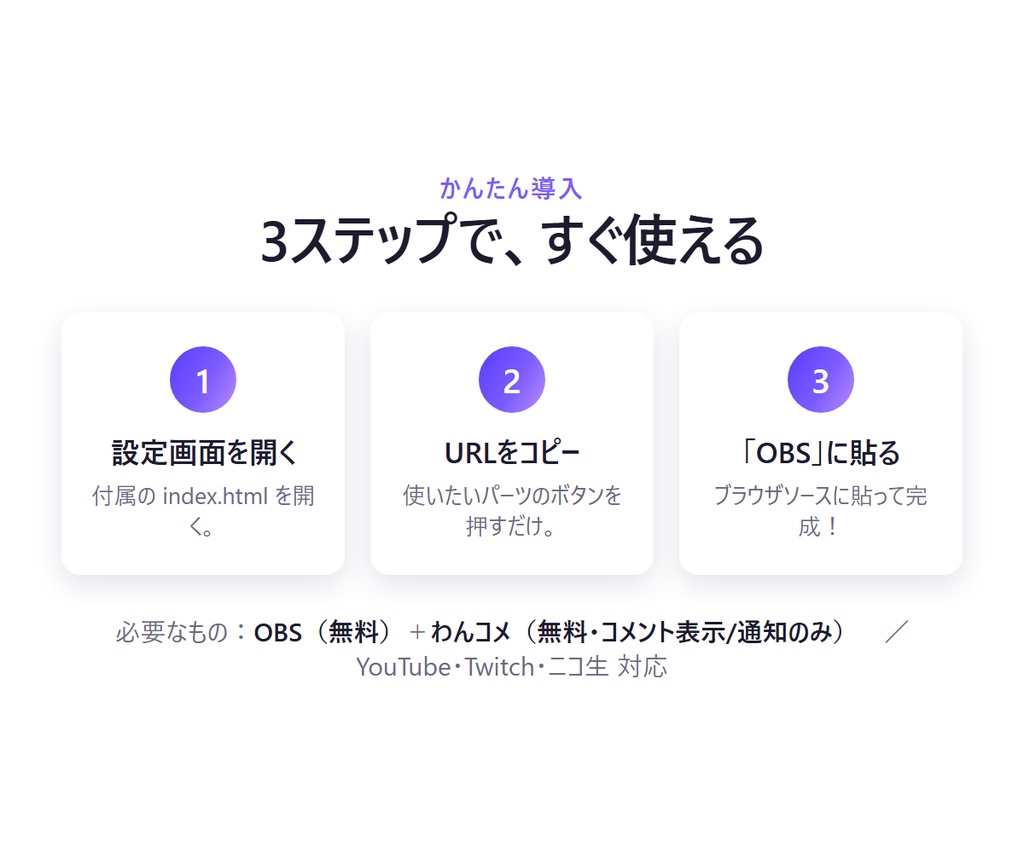 配信みためキット|【わんコメ連携・OBSに貼るだけ】 配信の見た目を整える8点セット