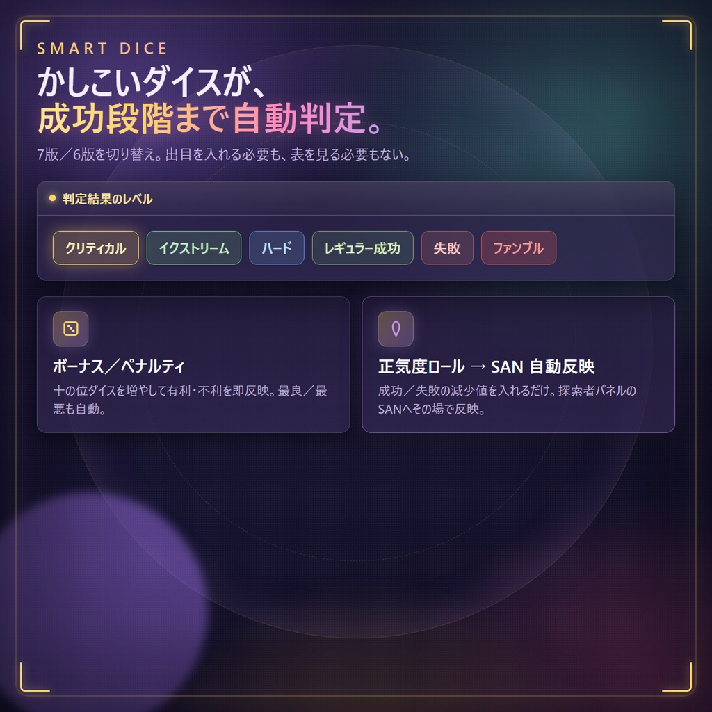 KPデスク v4.0|クトゥルフ神話TRPG キーパー用 卓上進行ツール ─ 敵の攻撃も内緒ロールもワンクリック【完全オフライン・買い切り】