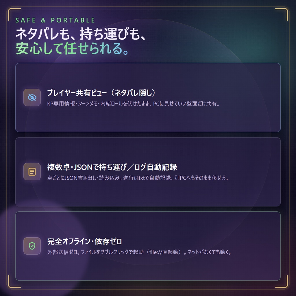 KPデスク v4.0|クトゥルフ神話TRPG キーパー用 卓上進行ツール ─ 敵の攻撃も内緒ロールもワンクリック【完全オフライン・買い切り】