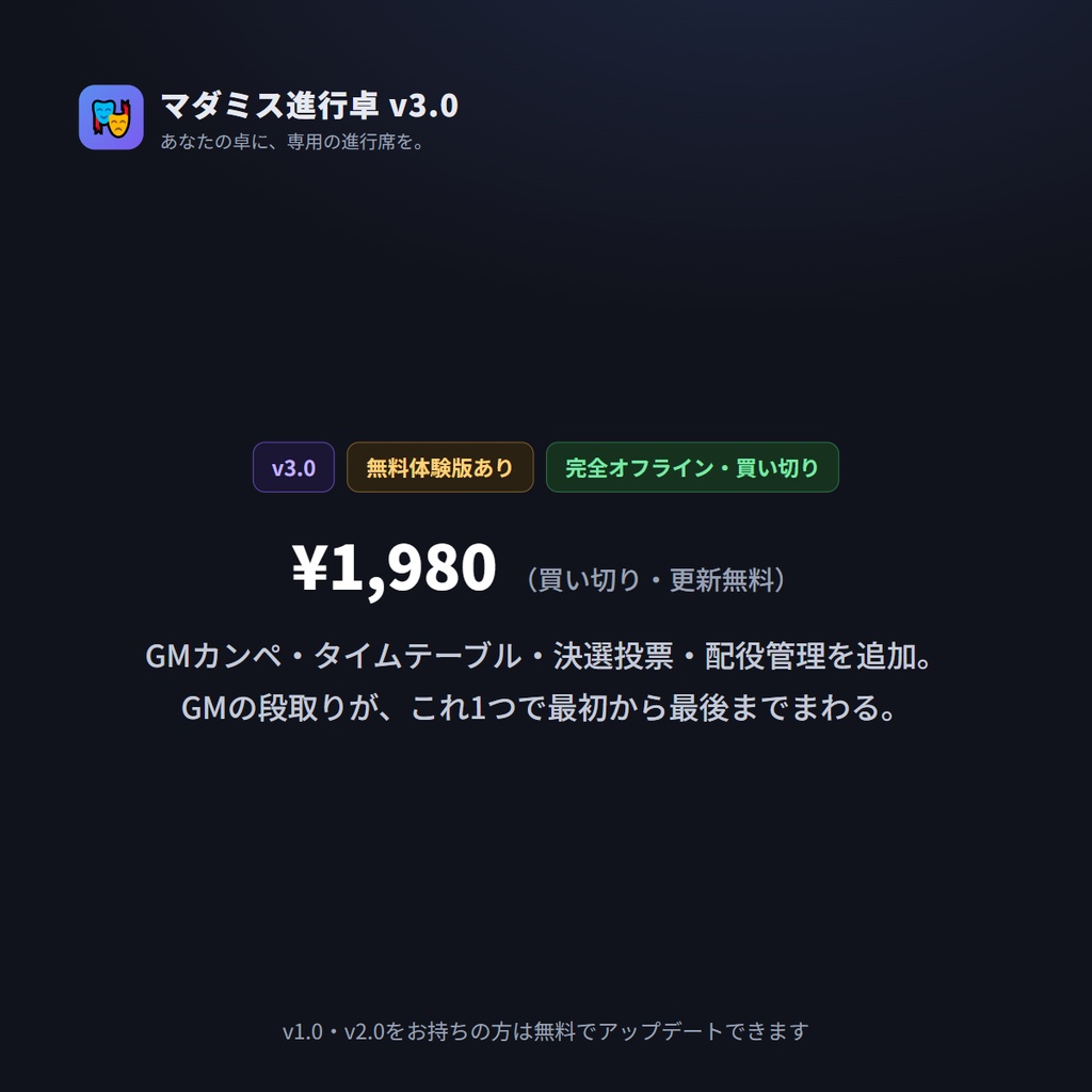 マダミス進行卓 ─ マーダーミステリーGM進行支援ツール(盤面いらず・完全オフライン)