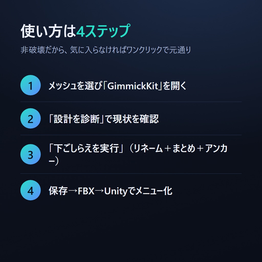 VRC ギミック導入キット | 衣装チェンジ・表示オンオフの“下ごしらえ”を自動化するBlenderアドオン