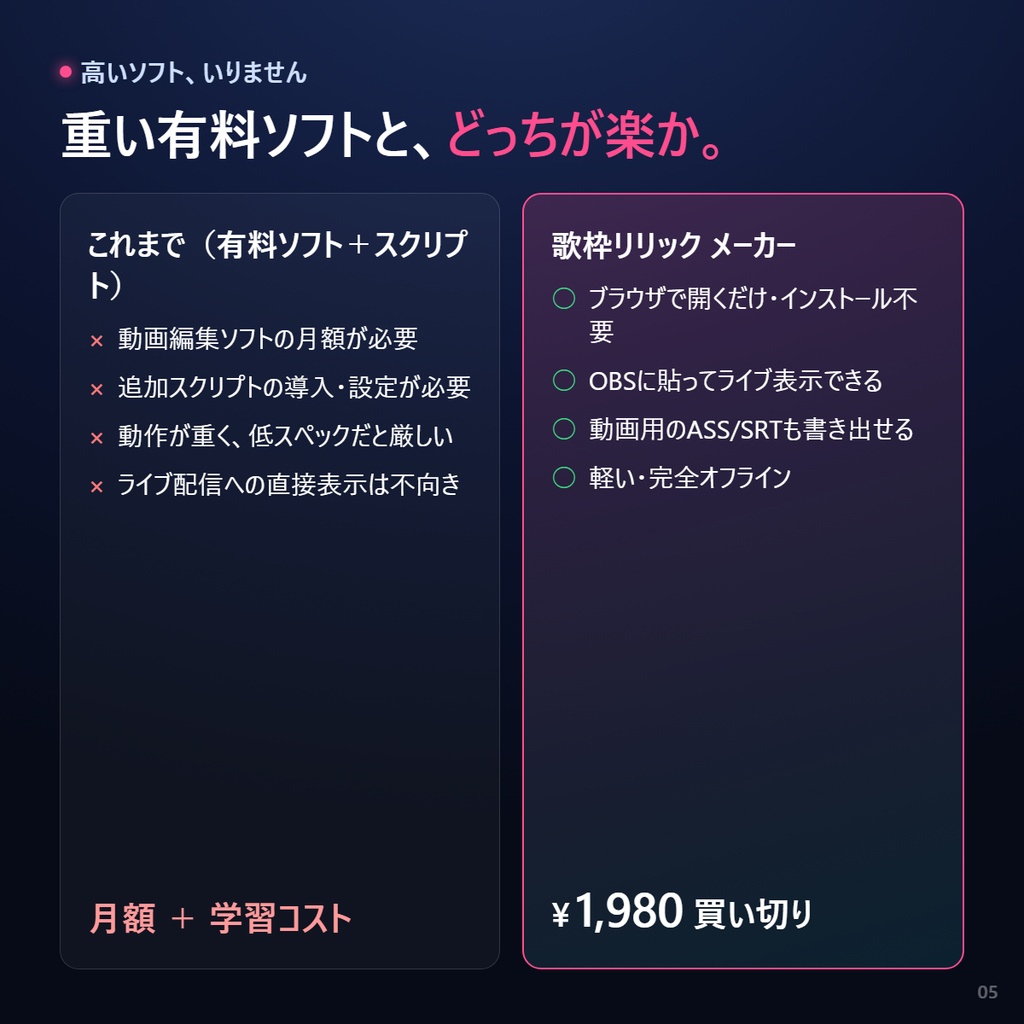 歌枠リリック(歌詞テロップ)メーカー