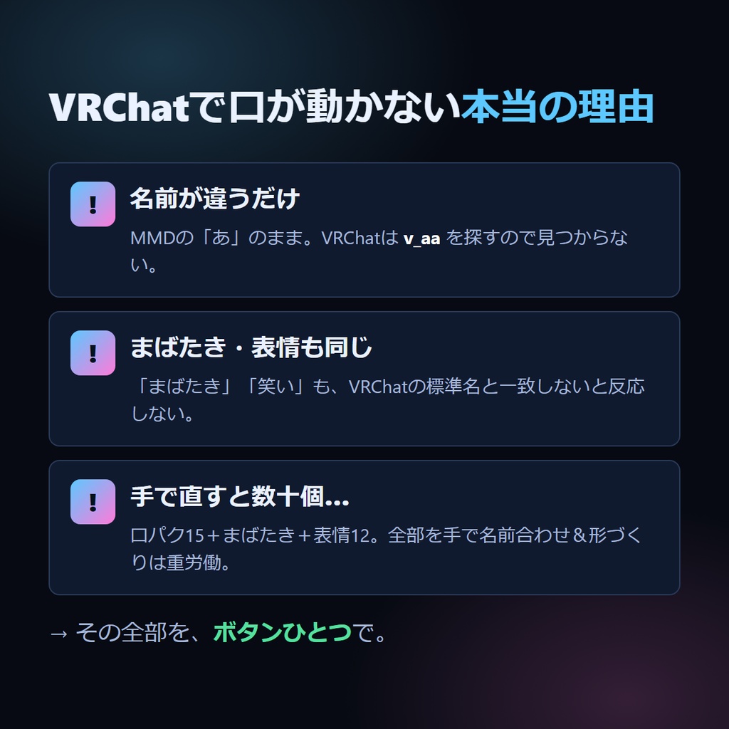 MMD表情→VRChat 表情 自動セットアップ(Blenderアドオン)