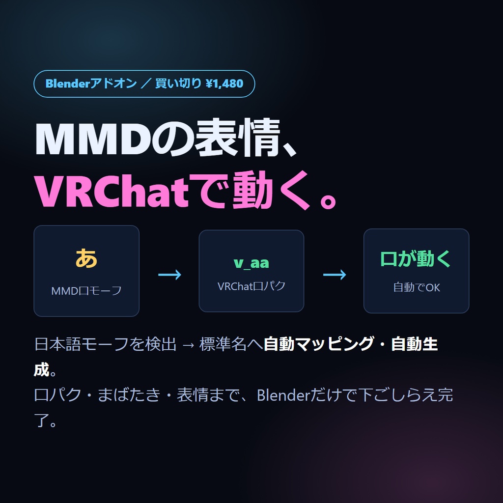 MMD表情→VRChat 表情 自動セットアップ（Blenderアドオン）
