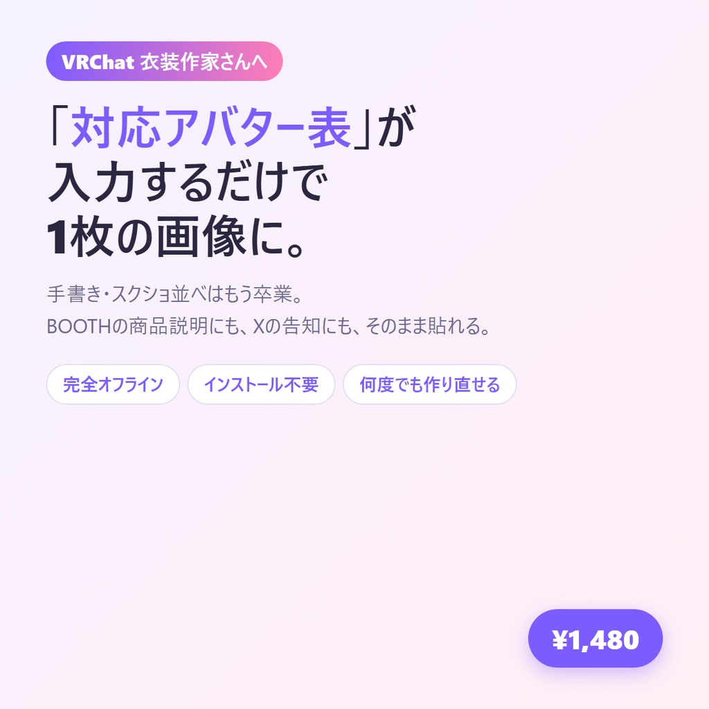 対応アバター一覧メーカー