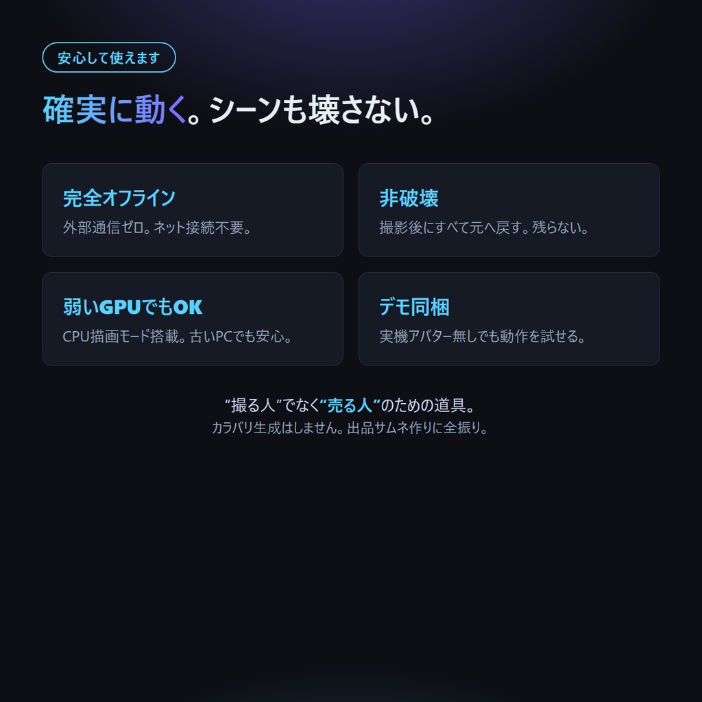 VRC ショーケース | VRChatアバター・衣装の出品サムネ自動撮影アドオン【Blender】