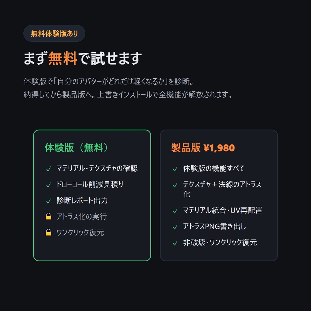 【Blenderだけで完結】VRC Atlas Maker v2.0 — マテリアルを1つに。アバターが軽くなる。