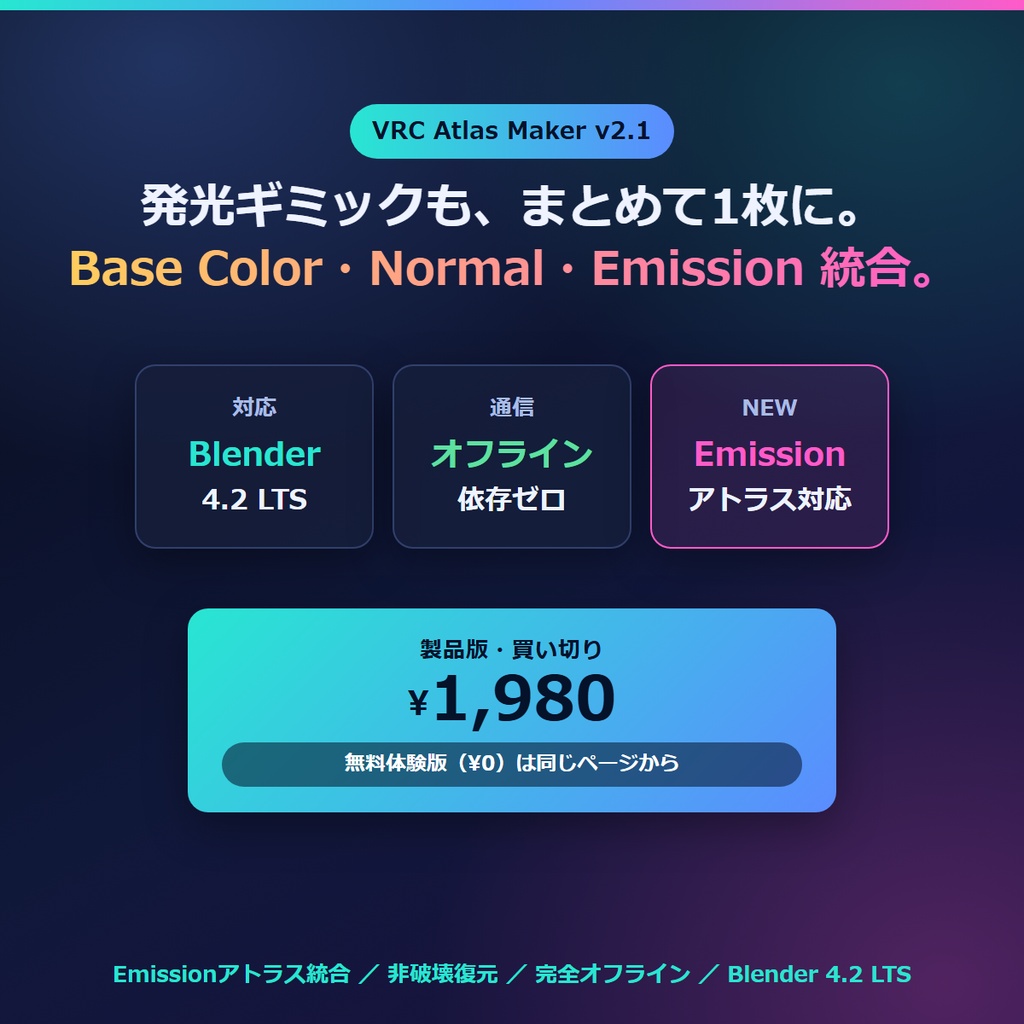VRChat軽量化 マテリアル結合・アトラス化 Blenderアドオン|VRC Atlas Maker【無料体験版あり】