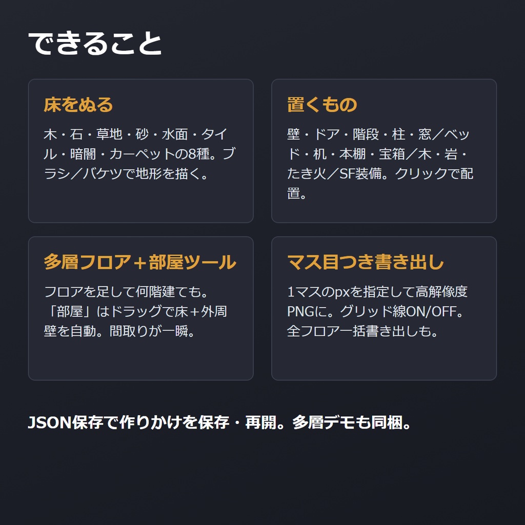 TRPGマップメーカー|多層フロア対応・置くだけ・マス目つき・ココフォリア用PNG書き出し(完全オフライン)