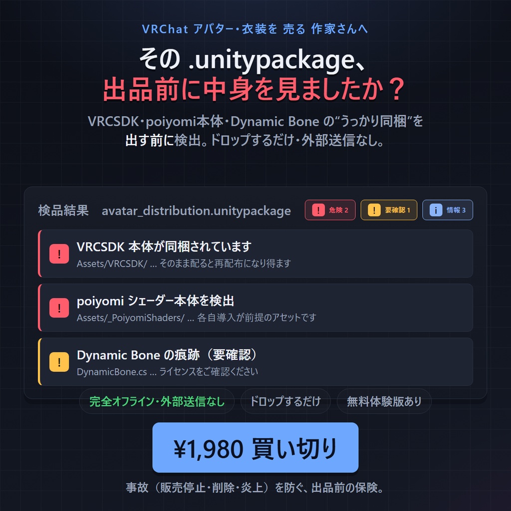 VRChat 配布パッケージ検品メーカー