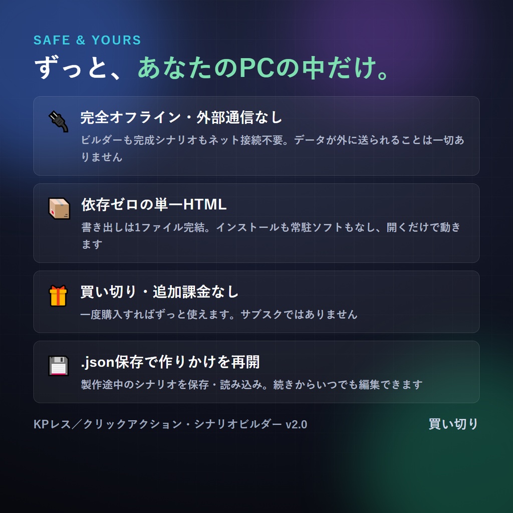 KPレス/クリックアクション・シナリオビルダー v2.0 (CoC・クトゥルフ神話TRPG向け)