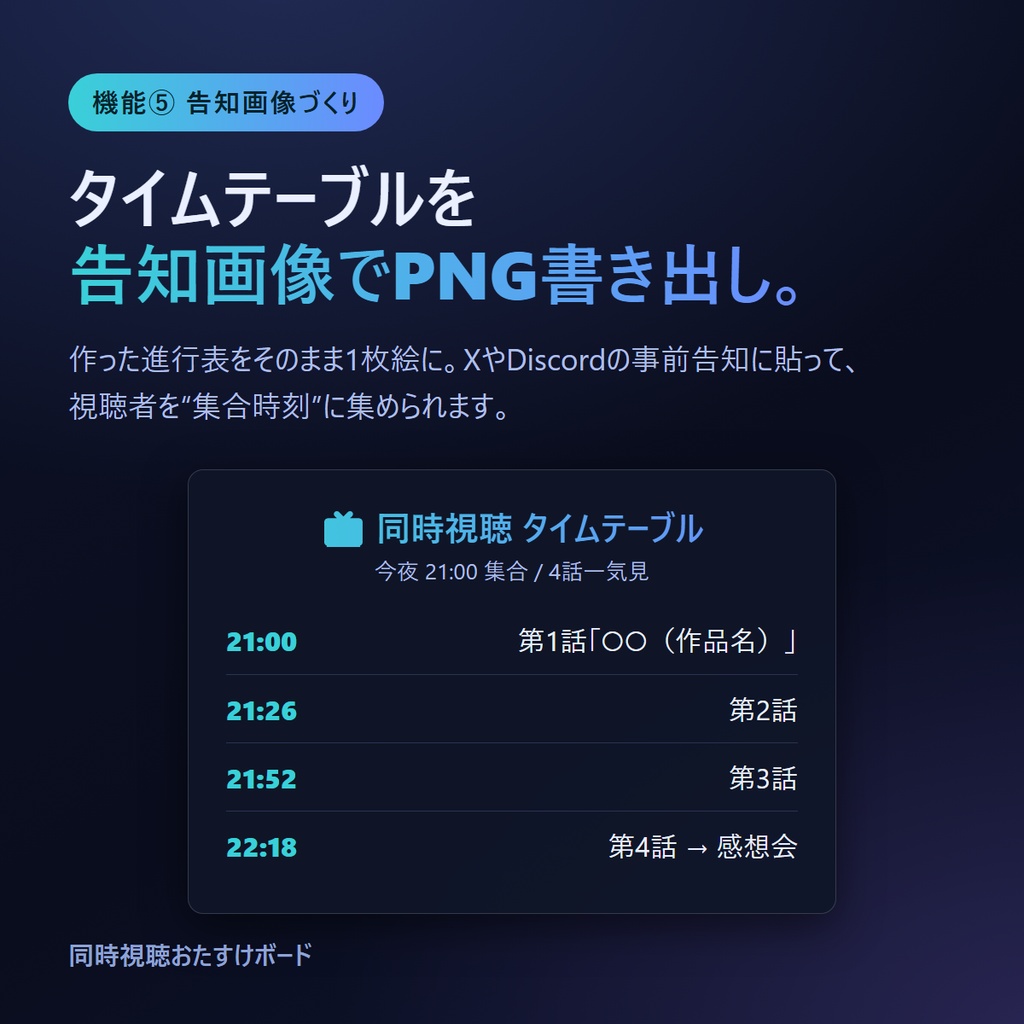 同時視聴おたすけボード | せーので再生、を1画面で(わんコメ連携・OBS常駐/著作権ガイド同梱)