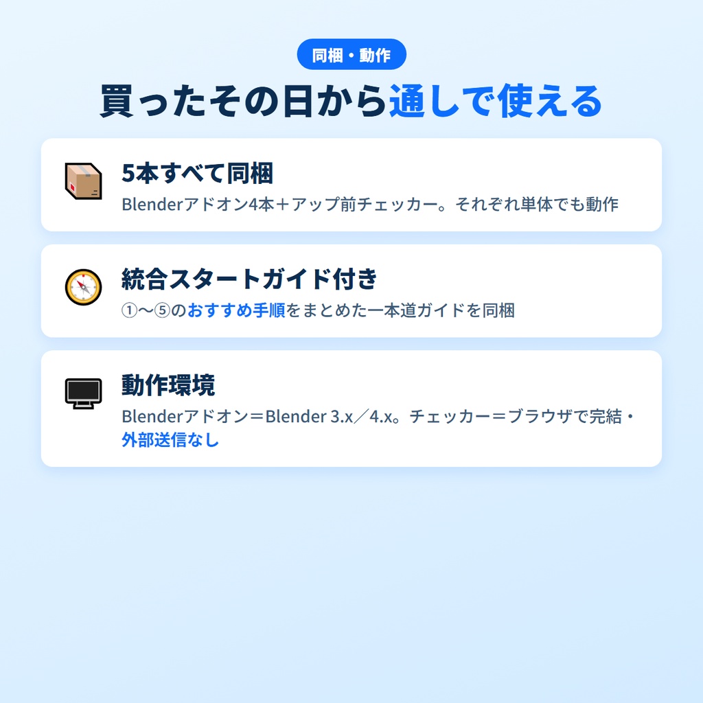 VRChatアバター軽量化 全軸まとめてGoodまで上げきる 5本フルセット v1.0