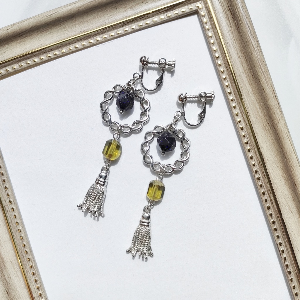 ブルーゴールドストーン イヤリング・ピアス