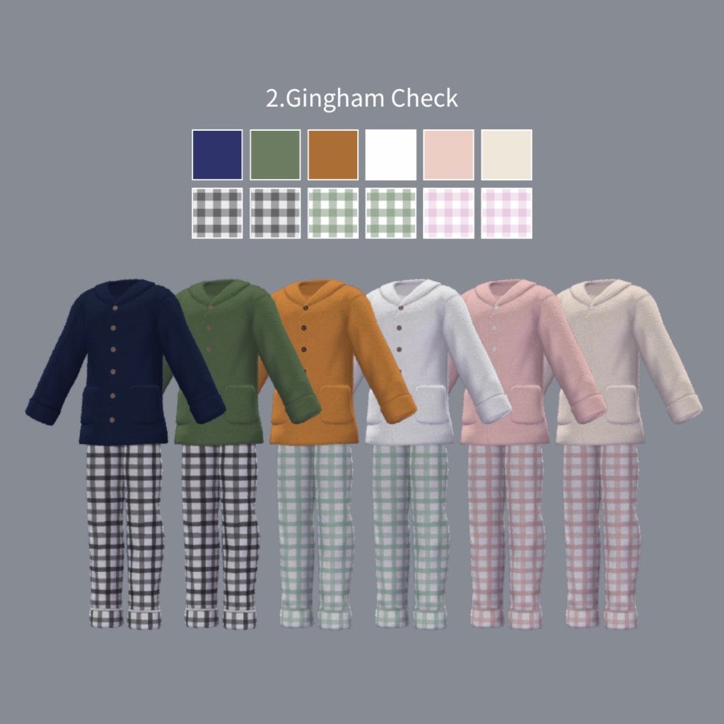 【6アバター対応】色柄たくさん!ふわもこパジャマ スリッパ付き #ES_ITEM