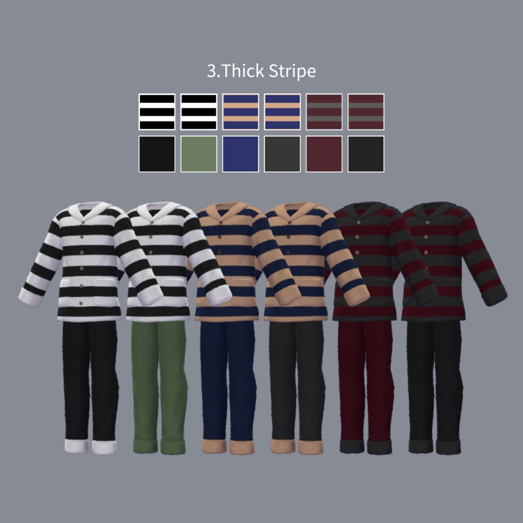 【6アバター対応】色柄たくさん!ふわもこパジャマ スリッパ付き #ES_ITEM