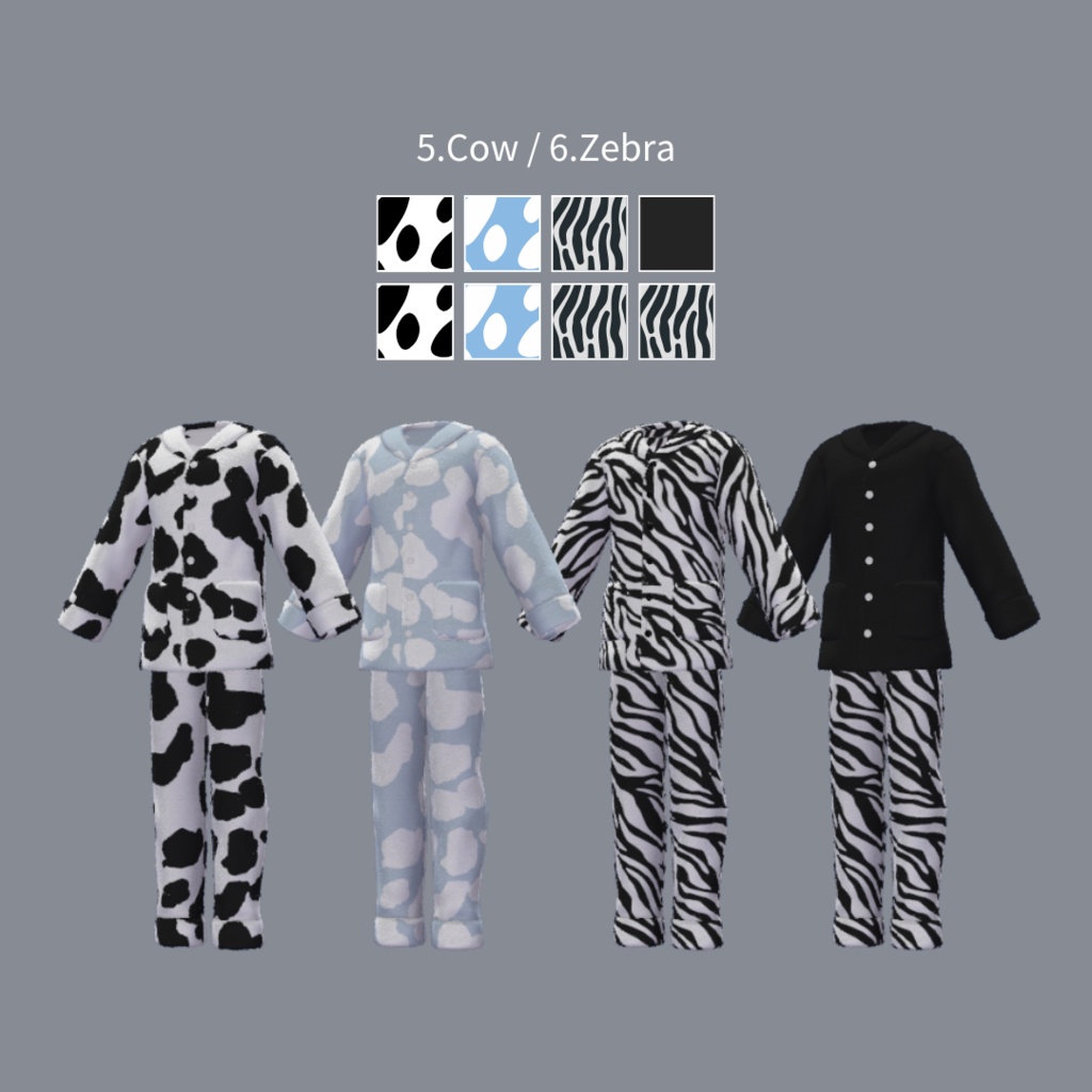 【6アバター対応】色柄たくさん!ふわもこパジャマ スリッパ付き #ES_ITEM