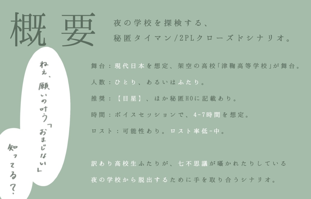 【クトゥルフ神話TRPG】ハックルベリーに子守唄 SPLL:E195093