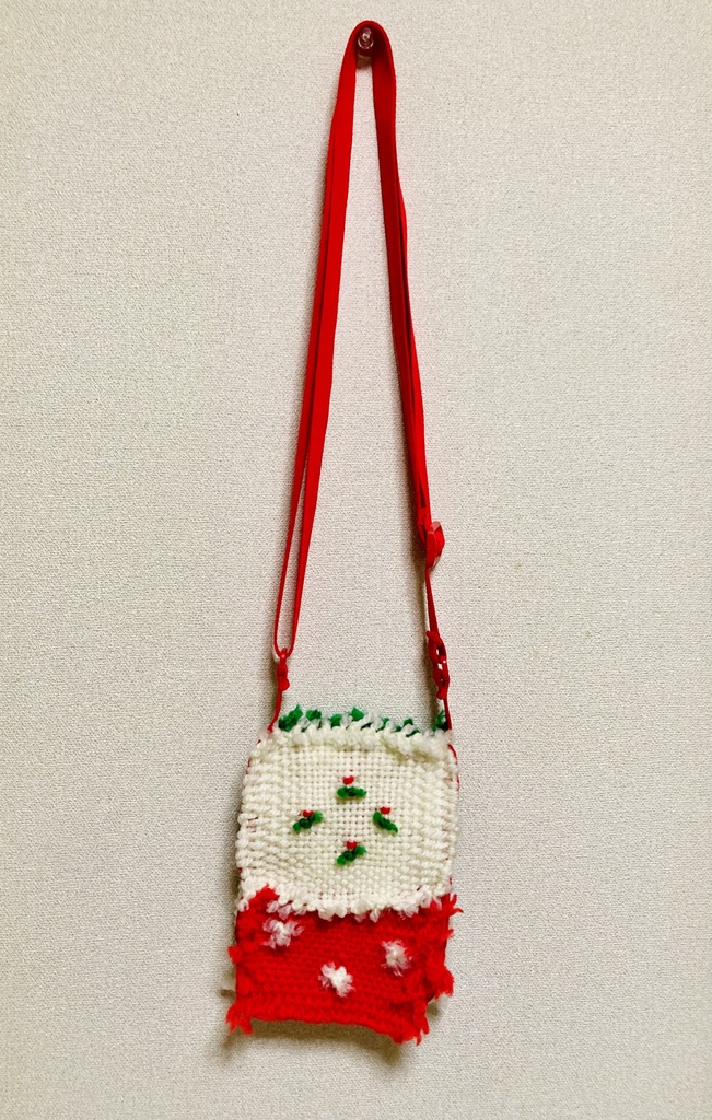 手織りのポシェット(みどり・あか)