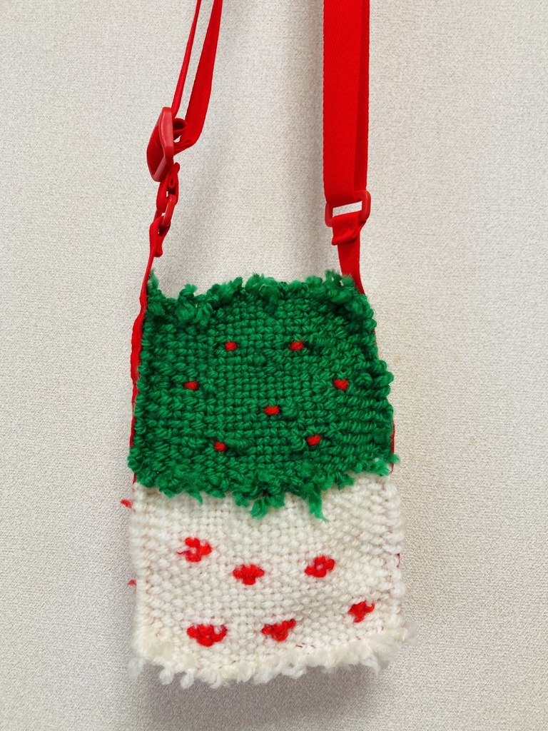 手織りのポシェット(みどり・あか)