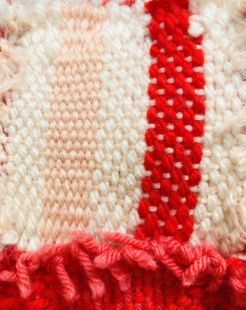 手織りのポシェット(ぴんく・あか)