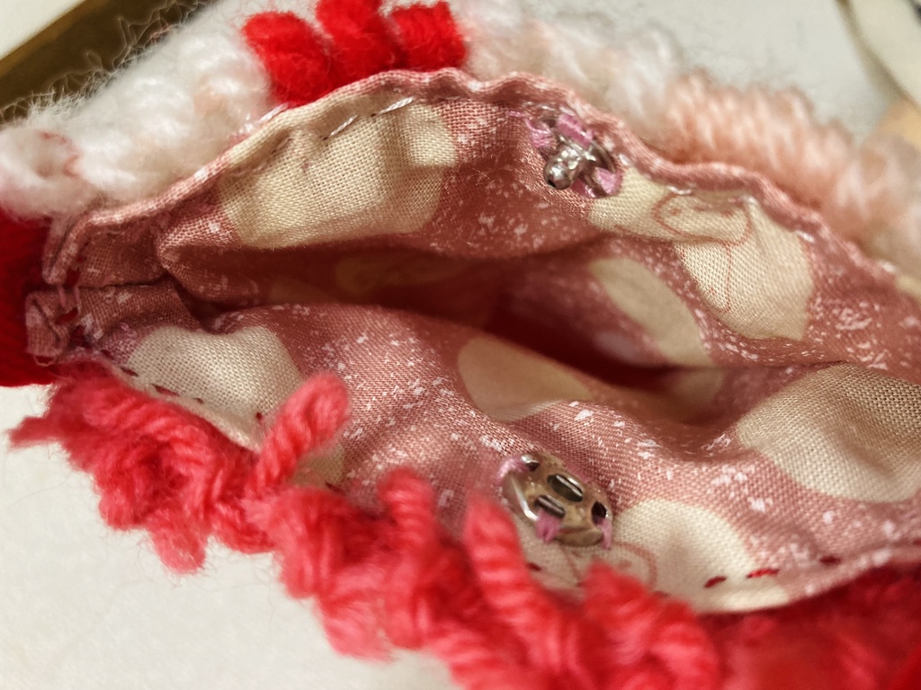 手織りのポシェット(ぴんく・あか)