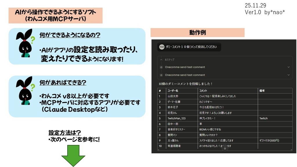 わんコメ用AI連携用プラグイン(MCPサーバ)
