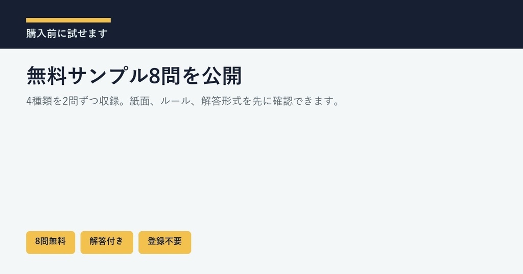 一意解検証済み ロジックパズル集 Vol. 1(全120問・A4 PDF)