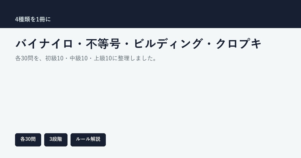 一意解検証済み ロジックパズル集 Vol. 1(全120問・A4 PDF)