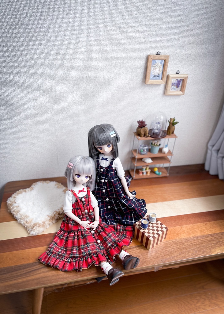 【MDD】チェックキャミワンピとリボンTシャツのセット