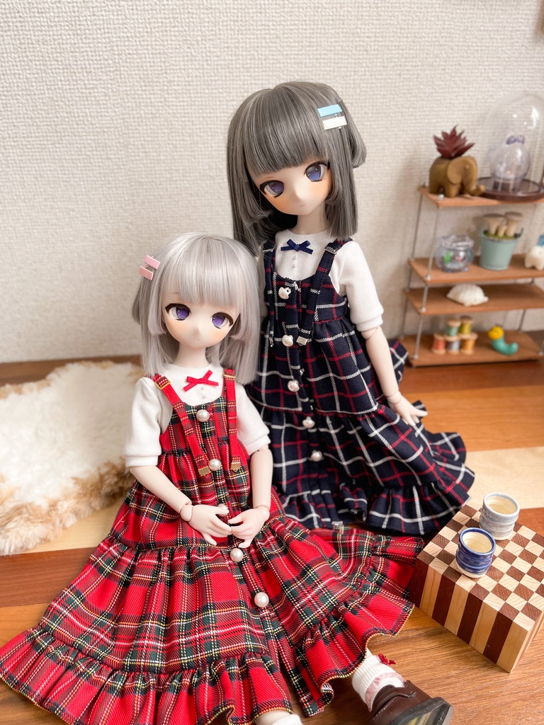 【MDD】チェックキャミワンピとリボンTシャツのセット
