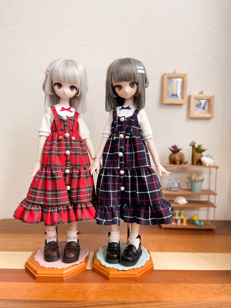 【MDD】チェックキャミワンピとリボンTシャツのセット