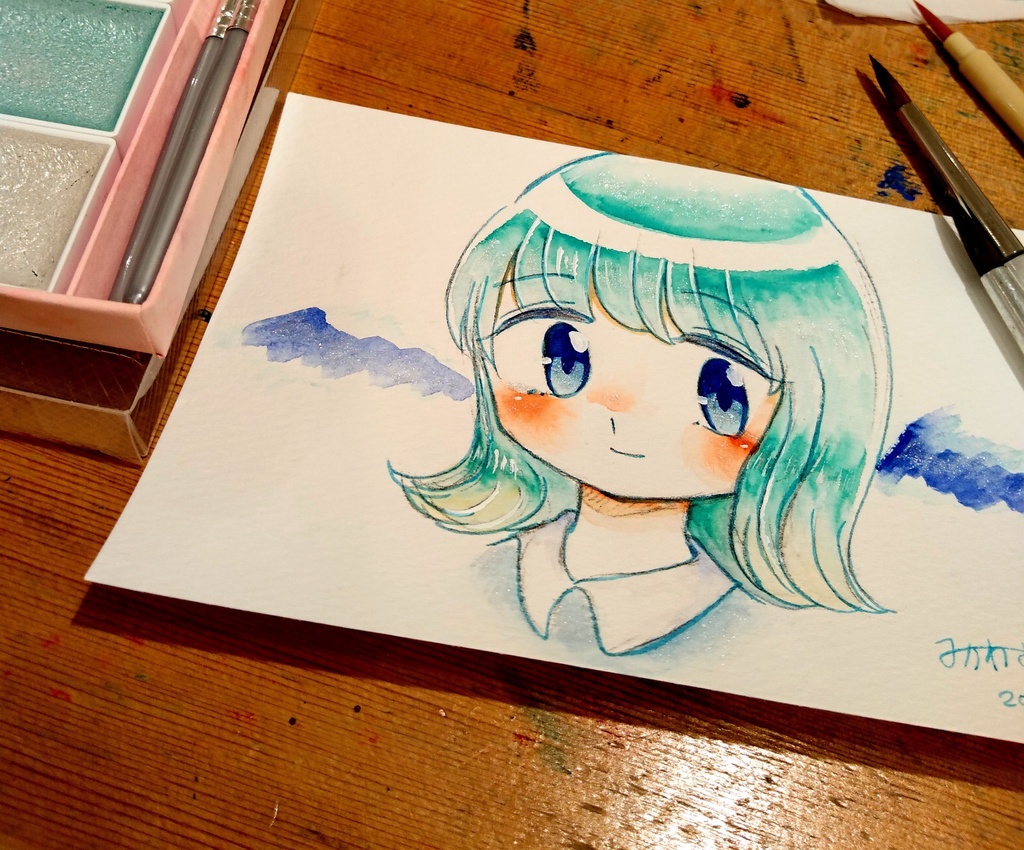 【ドローイング】おんなのこー水色ー