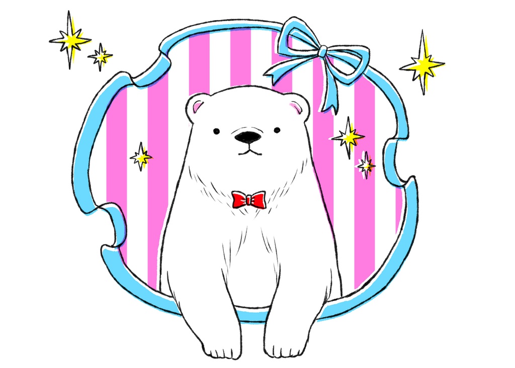 おめかしシロクマのトートバッグ(ピンク)