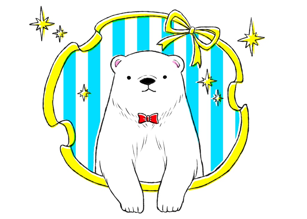 おめかしシロクマのトートバッグ(水色)