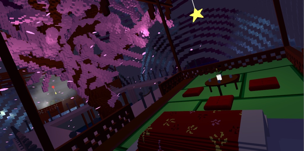 『桜の咲く秘密拠点』~VRC想定ボクセルワールドモデル~