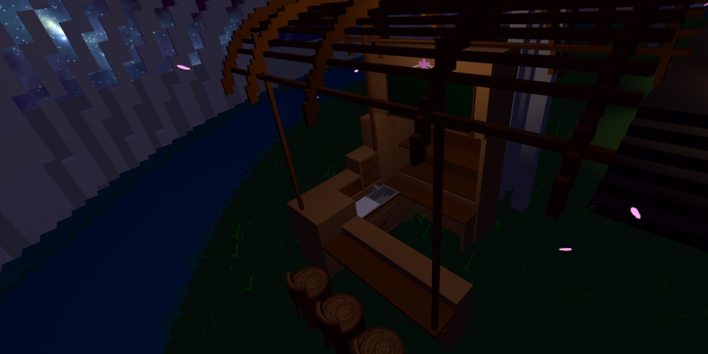 『桜の咲く秘密拠点』~VRC想定ボクセルワールドモデル~