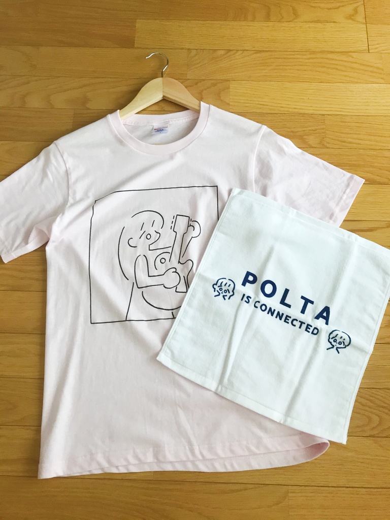 POLTA Tシャツ(ライトピンク)& ハンドタオル セット