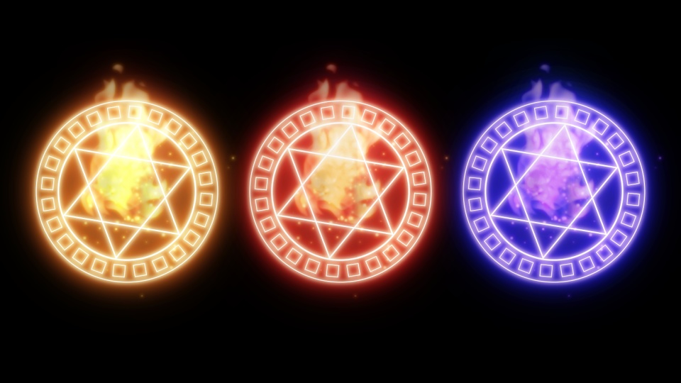 炎属性 魔法発動エフェクト素材（透明素材 / 12点）