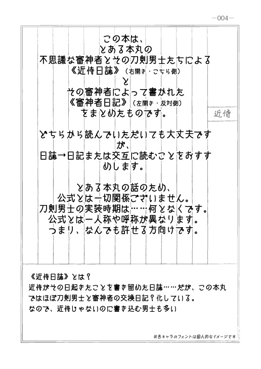 とある本丸の《近侍日誌》+《審神者日記》三冊目
