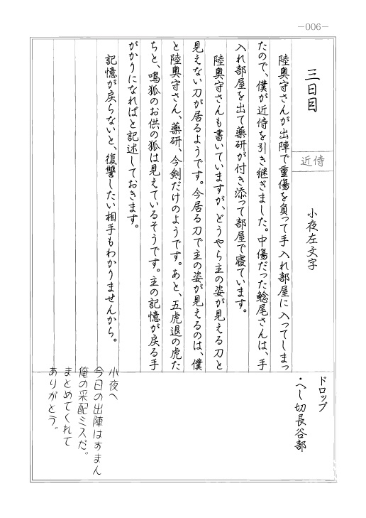 とある本丸の《近侍日誌》+《審神者日記》