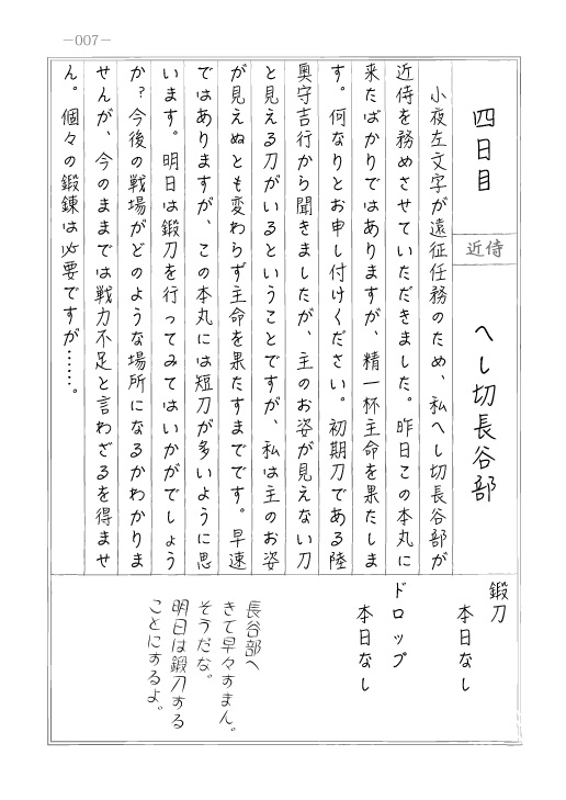 とある本丸の《近侍日誌》+《審神者日記》