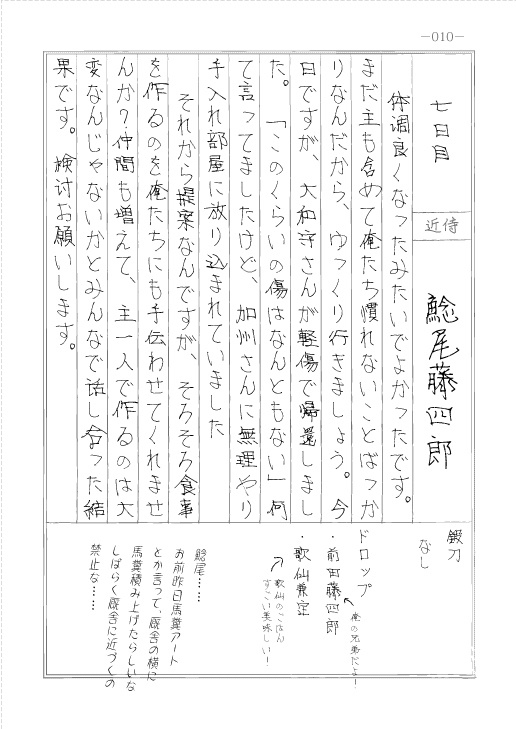 とある本丸の《近侍日誌》+《審神者日記》