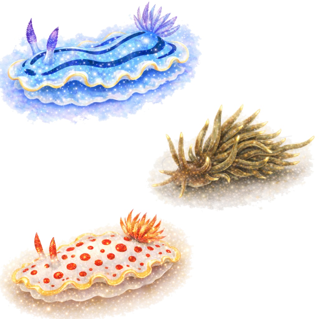 微光の海|ウミウシ水彩素材集