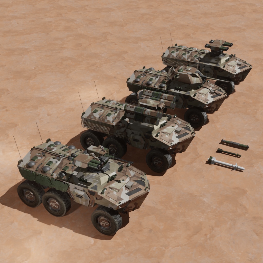 SF装甲兵員輸送車シリーズ 砂漠迷彩 3Dモデル