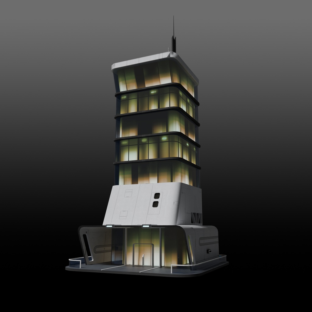 Sci-fi office building blender 3d