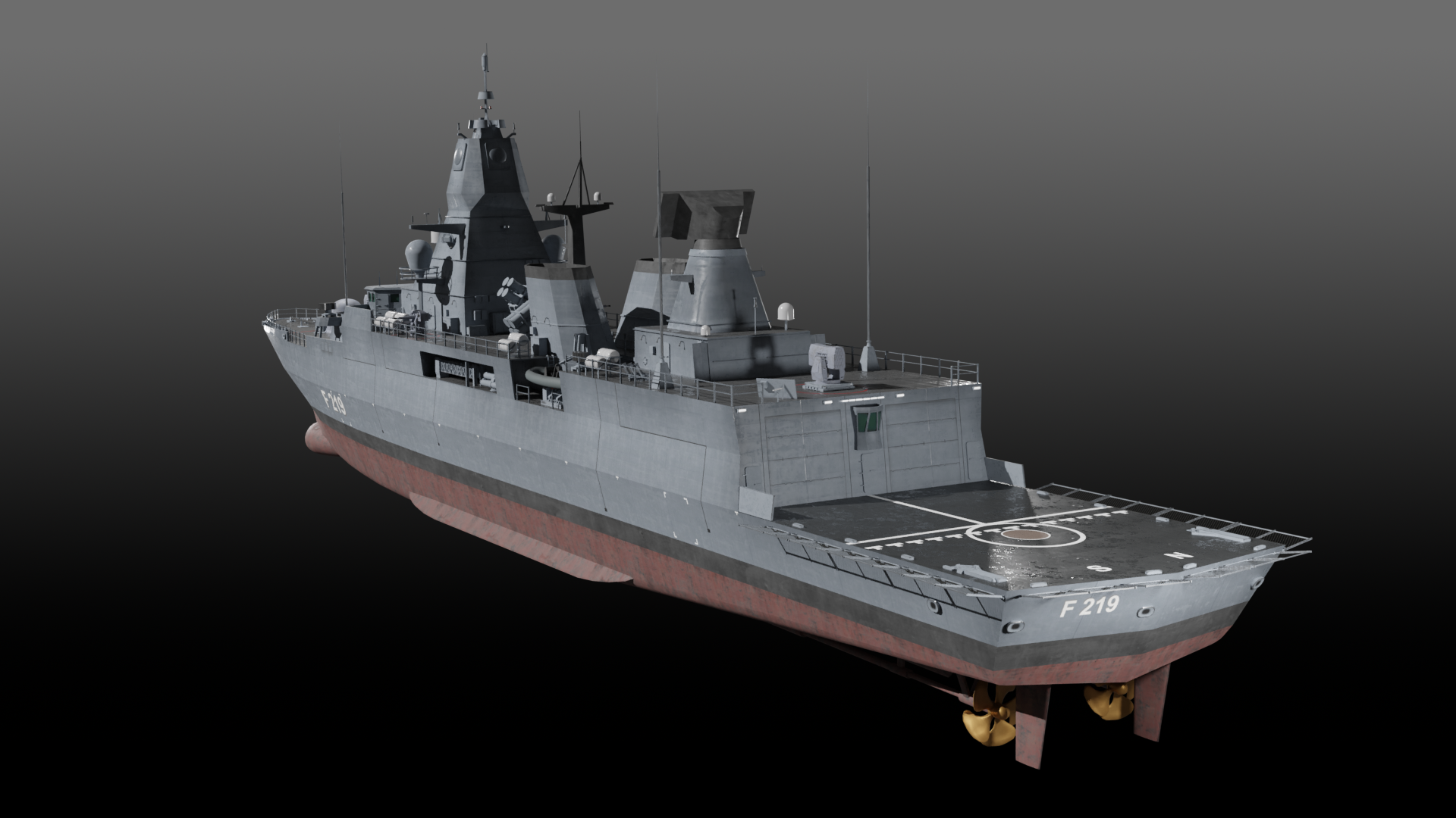 F124 ザクセン級フリゲート blender 3d model - Ennuishao - BOOTH
