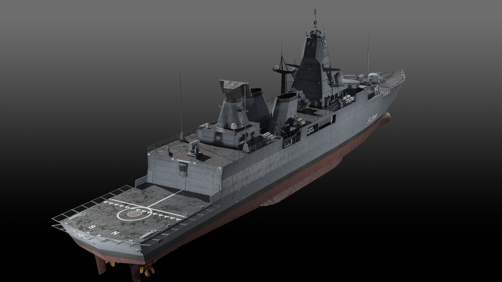 F124 ザクセン級フリゲート blender 3d model