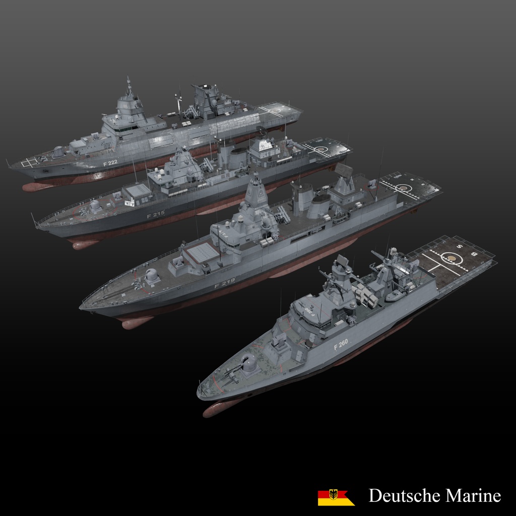 現代ドイツ海軍 game-ready 3D model