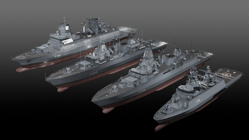 現代ドイツ海軍 game-ready 3D model